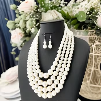 Collier de perles rondes multicouches au design moderne