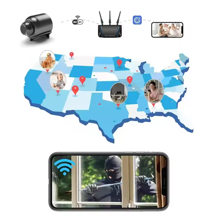 Caméra espion WiFi discrète HD 1080P avec visualisation à distance