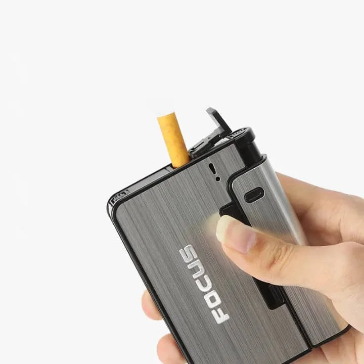 Étui à cigarettes robuste avec briquet rechargeable intégré – Protection & style tout-en-un
