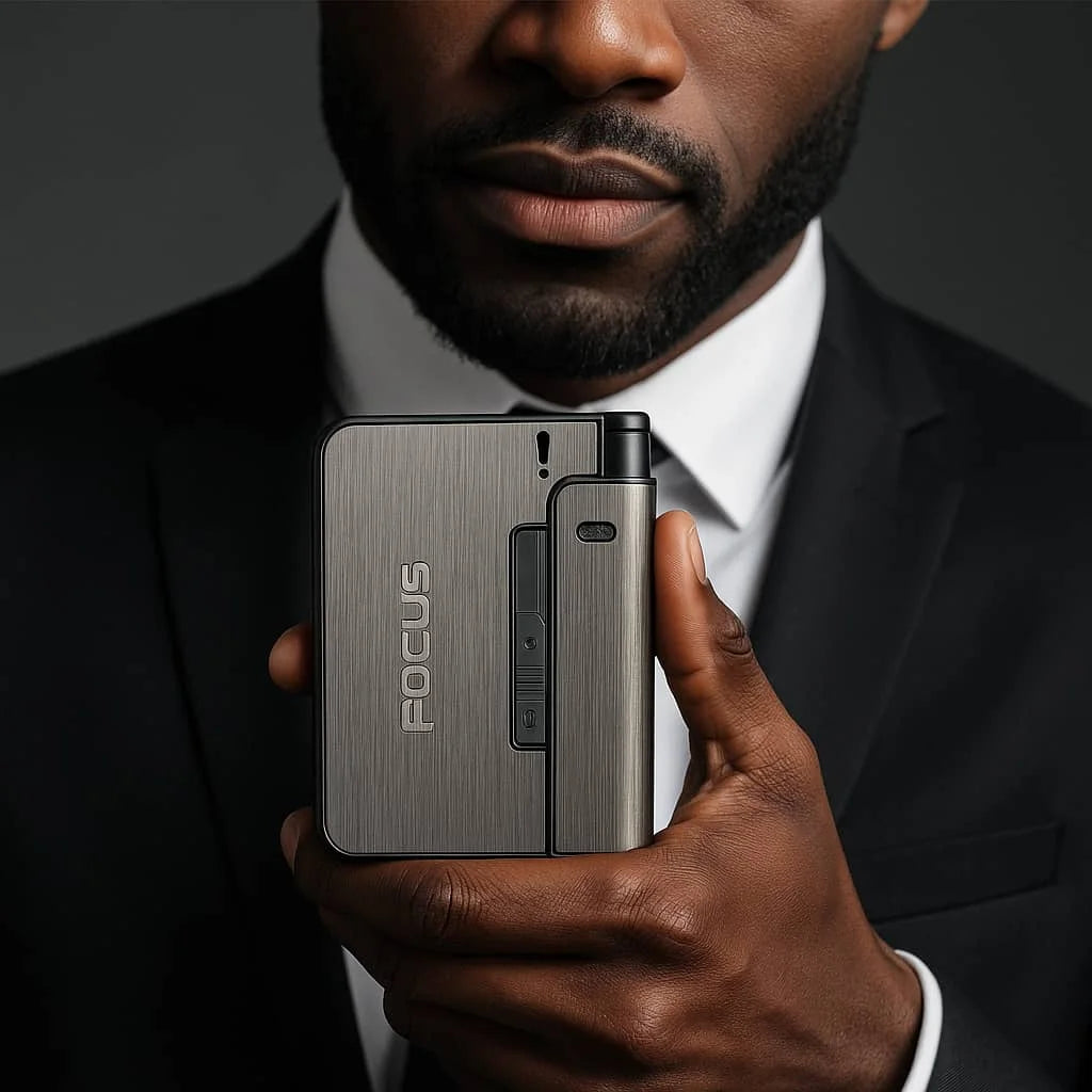 Étui à cigarettes robuste avec briquet rechargeable intégré – Protection & style tout-en-un