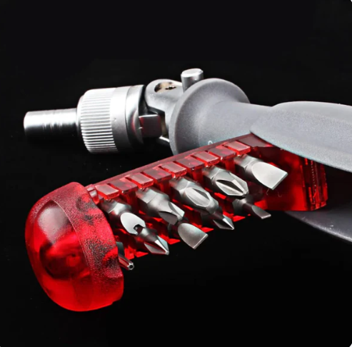 Tournevis à Cliquet Portable Magnétique 🔧 – Ensemble 10-en-1 Compact avec Embouts Multiples, Résistant à l’Usure