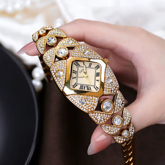 ⌚60% de réduction🔥Montre-bracelet rétro à quartz avec strass scintillants