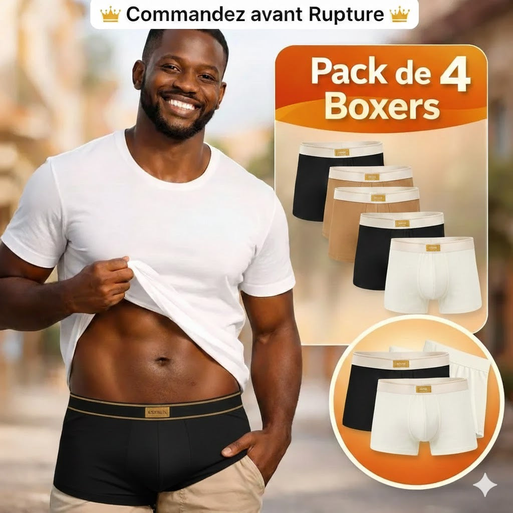 Lot de 4 Boxers Homme, Confiance et Virilité