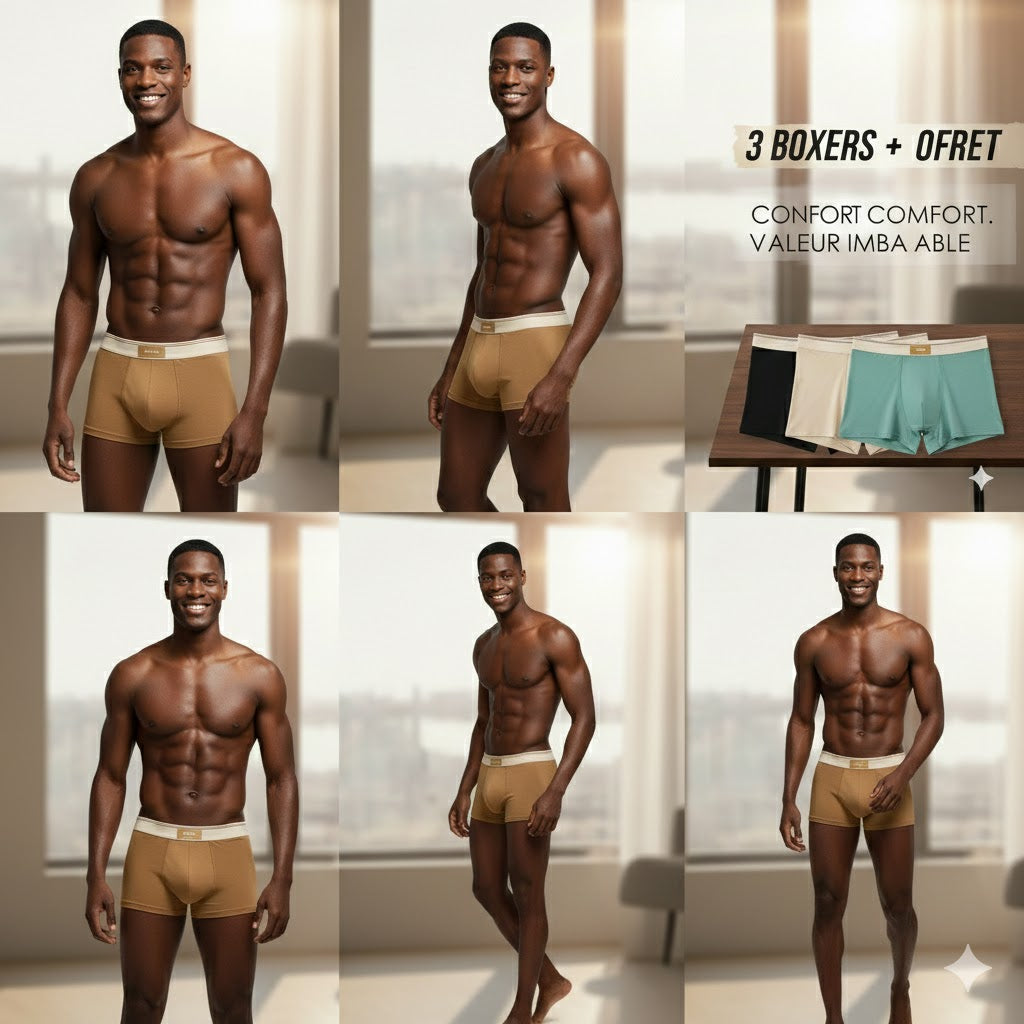 Lot de 4 Boxers Homme, Confiance et Virilité